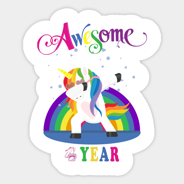 4th Birthday Unicorn Sticker by NI78